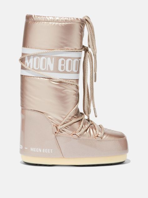 Rose Gold Boots, Pvc Trim, Gold Boots, Moon Boot, Pink Boutique, Rose Gold Pink, Moon Boots, Metal Lace, Iconic Women