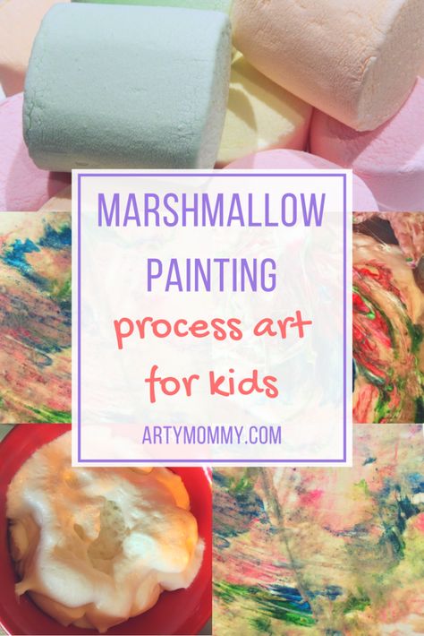 Painting With Marshmallows, Diy Edible Paint, Summer Process Art, Marshmallow Painting, Sensory Diy, Outdoor Activity For Kids, Process Art For Kids, Warehouse Exterior Design, Messy Food