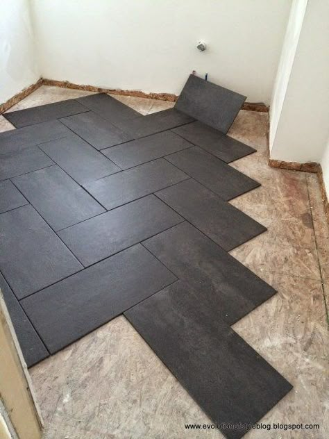 Black Vinyl Flooring Bedroom, Mudroom Inspiration, Black Bathroom Floor, Kitchen Rehab, Black Tile Bathrooms, Ranch Ideas, Out Space, Bedroom Addition, Entryway Flooring