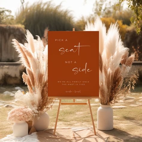 Horses Wedding, Order Of Events Sign, Orange Wedding Decorations, Wedding Order Of Events, Orange Wedding Themes, Burnt Orange Wedding, Deco Orange, Wedding Day Schedule, Order Of Events