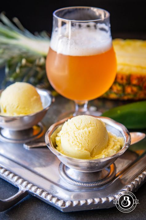 Pineapple Beer Jalapeño Ice Cream - The Beeroness Beer Brownies, Pineapple Beer, Beer Ice Cream, Chocolate Beer, Ice Cream Maker Recipes, Cooking With Beer, Mexican Hot Chocolate, Rainbow Food, Beer Recipes