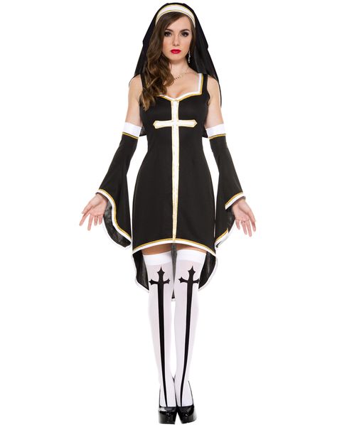 Sinfully Hot Nun Adult Womens Costume – Spirit Halloween Nun Fancy Dress, Nun Cosplay, Nun Halloween Costume, Adult Women Halloween Costumes, Sister Costumes, Nun Costume, Long Gown Dress, Lingerie Costume, Hi Low Dresses