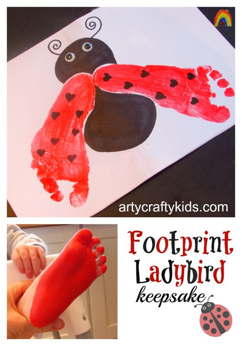 Infant Crafts, Hand Kunst, Insect Crafts, Baby Art Projects, Footprint Crafts, Toddler Art Projects, Spring Crafts For Kids, Footprint Art, Foot Print