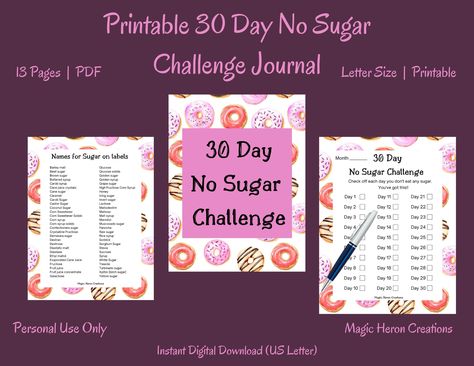 Sugar Withdrawal Symptoms, Journal Checklist, Sugar Withdrawal, Habit Tracker Digital, No Sugar Challenge, Sugar Challenge, Quitting Sugar, Printable Habit Tracker, Printable Journal Pages