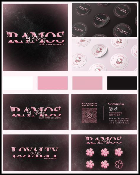 Just wrapped up this premium rebranding kit for an amazing client @ramosbymelody! 💖🖤 We went all out with a 3D logo, matching business cards, stickers, and loyalty cards – all in pink and black. I'm obsessed with how everything turned out, so cute and cohesive ☺️���💕 What’s your fave part of this set? Pink And Black Branding, A 3d Logo, Black Branding, Eternal Flower, Loyalty Cards, Luxury Flowers, Loyalty Card, Brand Board, 3d Logo