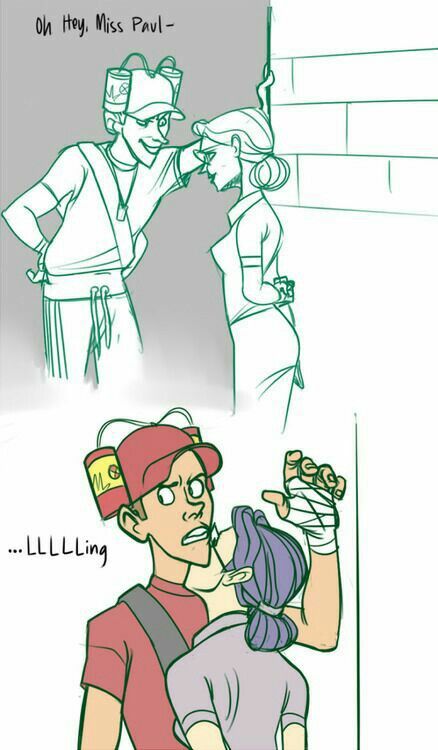 Scout X Miss Pauling, Team Fortress 2 Engineer, Miss Pauling, Team Fortress 3, Tf2 Scout, Tf2 Funny, Valve Games, Cartoon Movie Characters, Team Fortress 2 Medic