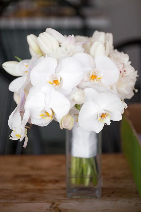 Bridal Bouquet with white orchids and tulips. #wedding #bouquet #whiteorchid Orchid And Tulip Bouquet, Tulips Wedding Bouquet, Tulips Wedding, Orchid Bouquet, Tulip Bouquet, Wedding Aesthetic, White Orchids, Fall Decorations, Planning Ideas