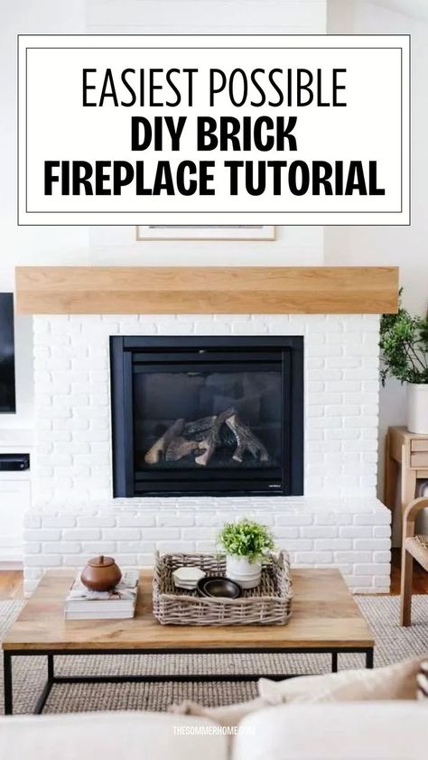 Revamp your fireplace with our DIY tutorial on painted brick makeovers. This comprehensive guide takes you through every step of updating your fireplace, from prep work to the final white wash or bold color finish. It's designed for DIYers of all skill levels who want to enhance their home decor with a painted bricks fireplace update. Not only will this makeover elevate your living space's aesthetics, but it also provides a satisfying project that you can take pride in completing. Painted Brick Fireplace Makeover, Fireplace Upgrade, Paint Brick, White Wash Brick Fireplace, Red Brick Fireplaces, Easy Diy Home Projects, Painted Brick Fireplace, Diy Fireplace Makeover, Painted Brick Fireplaces