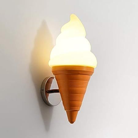 LAKIQ Modern LED Wall Light Creative Ice Cream Cone Wall Sconce Lighting Fixture Wall Lamp for Kid’s Room Bedroom Kindergarten Kitchen Restaurant (Warm Light) - Amazon.com Kindergarten Kitchen, Creative Ice Cream, Warm Lighting, Ice Cream Parlor, Ice Cream Shop, Led Wall Lights, Cafe Interior, Ice Cream Cone, Dream House Decor