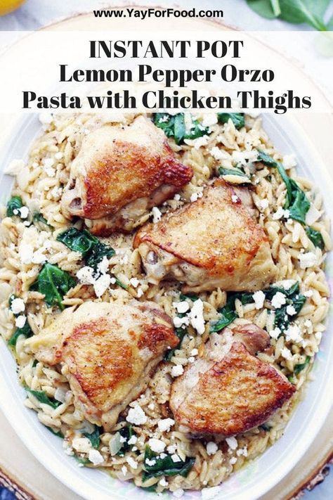 Tasty, flavourful, and super easy to make in the Instant Pot! This lemon pepper orzo (aka risoni) and chicken dish is perfect for a weeknight meal. Lemon Pepper Orzo, Orzo With Chicken, Multicooker Recipes, Ip Chicken, Pasta With Chicken, Orzo Recipes, Chicken Dish, Instant Pot Dinner Recipes, Easy Instant Pot Recipes