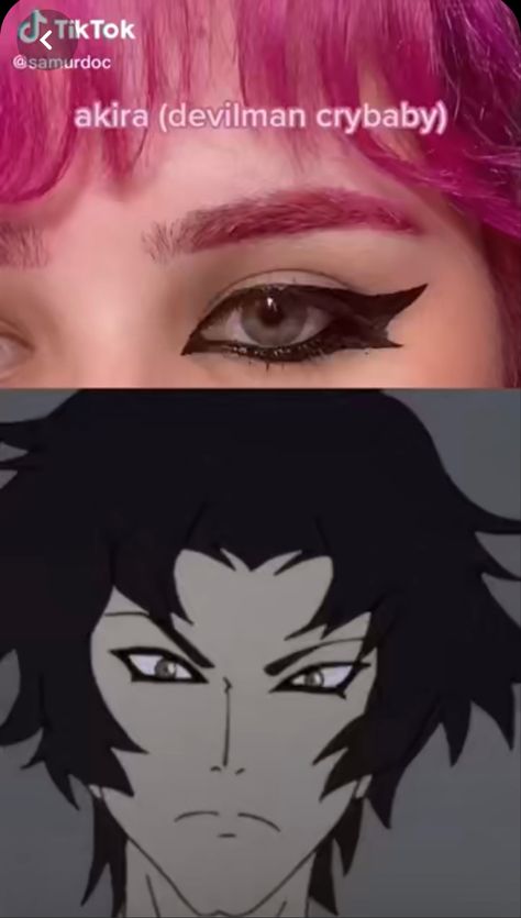 Akira Eyeliner, Anime Boy Eyes, Boy Makeup, Goth Party, Creepy Halloween Makeup, Boy Eyes, Inspo Makeup, Anime Makeup, Double Eyelid