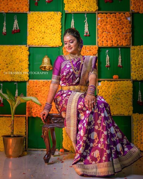 Pelli Kuthuru Sarees, Banaras Pattu Sarees, Benaras Sarees, Contrast Saree, Benarasi Blouse, Wedding Blouses, Sarees Bridal, Saree Stills, Latest Bridal Blouse Designs