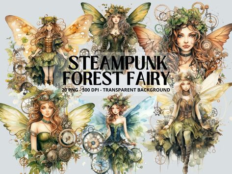 Steampunk Forest, Fairy Watercolor, Collage Printables, Fairy Png, Steampunk Tattoo, Frames Design Graphic, Steampunk Fairy, Frames Design, Visual Library