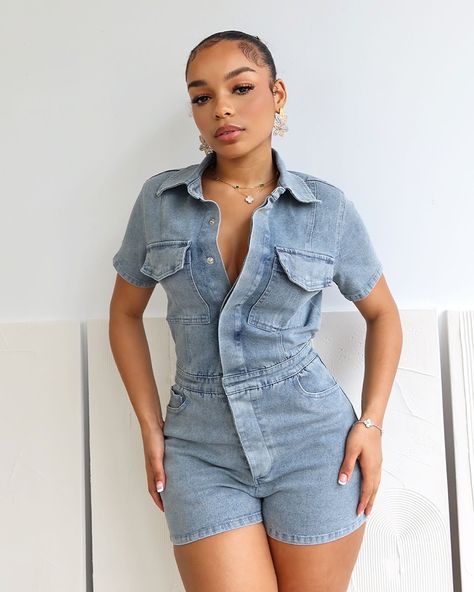 $59.99 ——> $47.99 (no code needed) “Same Page Collared Denim Romper” Shop our denim collection 🤍 Short Sleeve Jumpsuit, Denim Patterns, Scenery Nature, Short Sleeve Jumpsuits, Denim Romper, Slim Shorts, Jumpsuit With Sleeves, Tankini Swimsuits, Denim Design