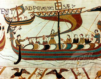 bauyeux tapestry | Bayeux Tapestry 1067: A boat of William the Conqueror's fleet carrying ... Battle Of Normandy, Bayeux Tapestry, William The Conqueror, Memorial Museum, 11th Century, Medieval Castle, Victoria And Albert Museum, How To Train Your Dragon, 15th Century