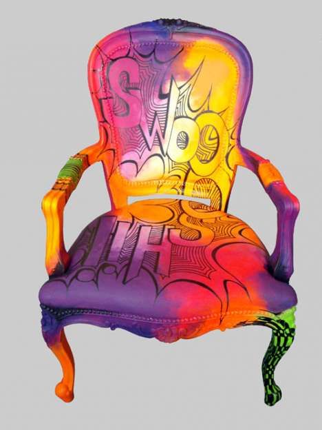 Jimmie Martin, Graffiti Furniture, Pop Art Decor, Crust Punk, Brush Art, Trendy Furniture, Unique Chair, Chair Makeover, Design Apartment