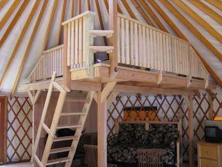 Colorado Yurt Company: Yurt Interior Design Yurt Interior Design, Yurt Loft, Yurt Plans, Floor Plans With Loft, Pacific Yurts, Yurt Design, Yurt Ideas, Yurt Interior, Loft Floor Plans