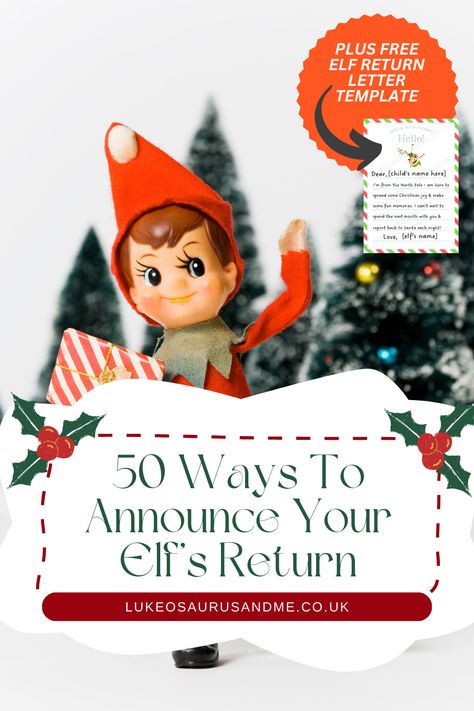 50 ways to announce that your Elf On The Shelf is back! Spread some Christmas Magic with these Elf On The Shelf ideas and announce your Elf's return with our free announcement letter template. elf on the shelf - christmas magic - elf on the shelf ideas Introducing Second Elf On The Shelf First Time, Elf First Arrival Ideas, When Does Elf On The Shelf Arrive, Elf On The Shelf First Day, Elf On The Shelf After Being Touched, Elves First Night Back, Elf On The Shelf Lapland Reveal, Countdown Clock, Popcorn Party