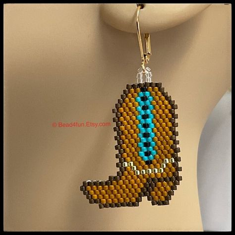 Western Cowgirl Boots Beaded Earring, Western Fashion, Western Accessories, Rodeo Event, Cowgirl Style, Western Gift for Her, Bead4fun - Etsy Rodeo Events, Western Gifts, Western Apparel, Jewelry Gift Ideas, Western Accessories, Cowgirl Jewelry, Beaded Earring, Gift Ideas For Women, Western Cowgirls