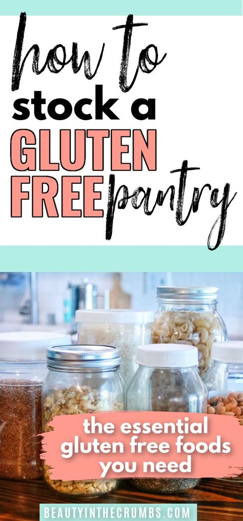 Learn how to stock a gluten free pantry on a budget. Actually useful gluten-free pantry staples to always have in your kitchen. Pantry On A Budget, Basic Meals, Gluten Free Shopping List, Gluten Free List, Gluten Free Grocery List, Gluten Free Food List, Gluten Free Pantry, Free Pantry, Gluten Free Info