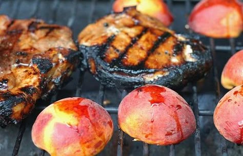 Grilled Ham Steaks, Italian Pork Chops, Peach Pork Chops, Glazed Peaches, Eating Good Food, Simple Delicious Recipes, Marinated Pork Chops, Eating Good, Woodstock Ny