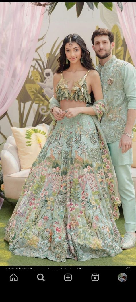 Alana Pandey Wedding, Alana Pandey, Lehenga Hairstyles, Greek Dress, Jeweled Wedding Dress, Indian Bridesmaid Dresses, Indian Wedding Gowns, Latest Bridal Lehenga, Lehenga Designs Simple