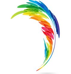 Abstract stylized flying bird Royalty Free Vector Image Flying Bird Vector, Colored Feathers, Rainbow Feather, Pet Shop Logo, Bird Vector, Feather Vector, Native American Beadwork Patterns, Coloured Feathers, Flying Bird