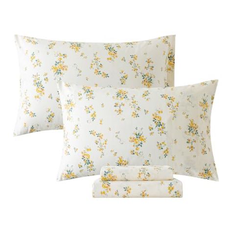 Yellow Sheets, Floral Signs, Sleep Time, Deep Pocket Sheets, Peaceful Sleep, Queen Sheets, Percale Sheets, Queen Size Bed, Blossom Print