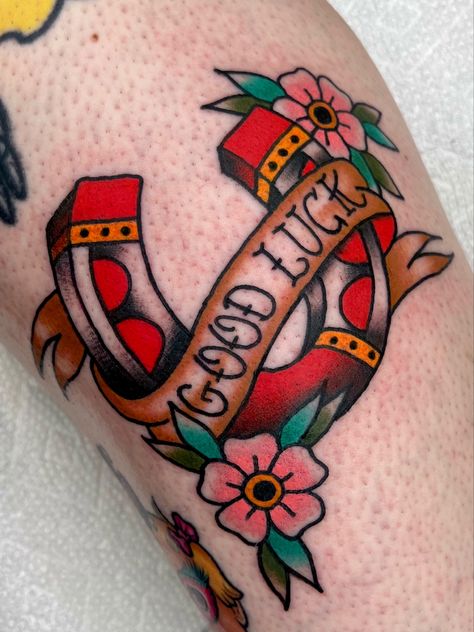 Tattooed by @electrababytattoo in pittsburgh pa Good Luck Horseshoe Tattoo, Pittsburgh Tattoo, Horseshoe Tattoo, Horse Shoe Tattoo, Good Luck Horseshoe, Symbol Of Luck, Protective Charms, Innovative Fashion, Popular Tattoos