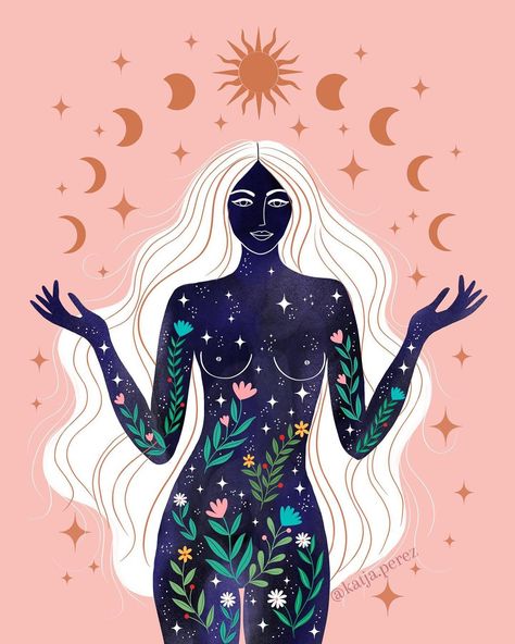 Yoga Kunst, Whole Universe, Psychadelic Art, Goddess Art, Art Et Illustration, Moon Art, Spiritual Art, Divine Feminine, Art Inspo