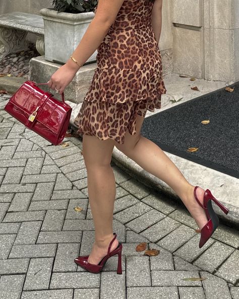 The leopard print dress my closet needed 🐆 . . . . . . . . leopard print. leopard print dress. cherry red. red heels. red bag. fall fashion. fall outfits. fall outfit ideas. early fall outfits. fall dresses. pinterest outfits. fashion inspo. minimal style. chic outfits. poses. pose ideas. just girly things. pinterest aesthetic. #runawaythelabel #leopardprintdress #fallfashion Red Heels Outfit Aesthetic, Leopard Print And Red Outfits, Cheetah Dress Outfit, Fall Nails Plaid, Red Heels Outfit, Fashion Fall Outfits, Leopard Print Outfits, Burgundy Outfit, Early Fall Outfits