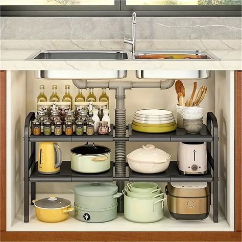 Under Sink Shelf, Organiser Cucina, Under Sink Cabinet, Sink Shelf, Under Sink Storage, Countertop Organizer, Under Sink Organization, Countertop Storage, Bathroom Storage Racks