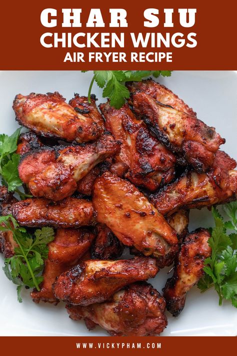 A quick and tasty Chinese barbecue chicken wings recipe using an air fryer. These chicken wings have a sweet and savory sticky glaze with tender and flavorful Asian flavors. Enjoy the wonderful flavor of char siu in chicken form that cooks up in less than 30 minutes. Best Air Fryer Chicken Wings, The Best Air Fryer Chicken, Best Air Fryer Chicken, Air Fryer Recipes Chicken Wings, Air Fryer Recipes Chicken Breast, Air Fry Chicken Wings, Air Fryer Wings, The Best Air Fryer, Best Air Fryer