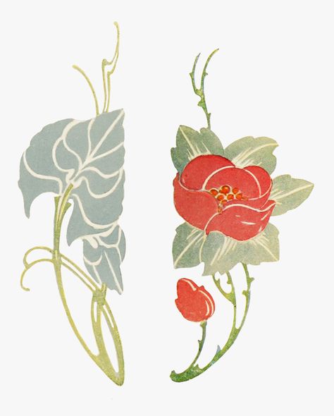 Art Neavou Tattoo, Art Nouveau Flowers Pattern, Art Nouveau Roses, Rose Art Nouveau, Art Nouveau Flowers Illustration, Fleurs Art Nouveau, Art Deco Tattoo, Art Deco Flowers, Nouveau Flowers