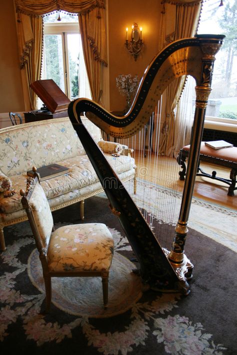 Harp Room, A Mansion, Chamber Music, The Hundreds, Wishbone Chair, Harp, Future House, Rocking Chair, Antique Furniture