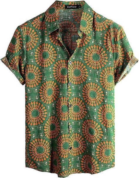 Amazon.com: VATPAVE Mens Casual Hawaiian Floral Shirts Short Sleeve Button Down Tropical Shirts Beach Summer Shirts 3X-Large Green Yellow : Clothing, Shoes & Jewelry 70s Shorts, Aloha Beaches Shirt, Hawaiian Design, Floral Hawaiian Shirt, Graduation Outfits, Boho Shirt, Blue Yellow Red, Design Stand, Vintage Short