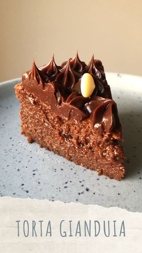 Torta Gianduia; a dance of chocolate and hazelnut delight, with a flourless mousse-like chocolate hazelnut cake and rich ganache. Chocolate Hazelnut Ganache, Hazelnut Dessert, Pelo Chocolate, Hazelnut Recipes, Chocolate Tasting, Chocolate Hazelnut Cake, Rich Cake, Uk Food, Chocolate Torte