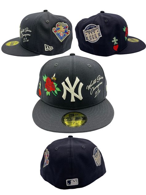 Hype Pics, Hat With Patches, Topi Vintage, Mlb Hats, Yankees Hat, New Era Hats, Head Wear, Fitted Hat, Clothing Styles