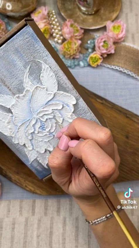 Diy Textured Canvas Art Supplies, Textured Flower Painting, Texture Painting Techniques, Abstract Art Projects, Sculpture Art Projects, Silk Ribbon Embroidery Patterns, Butterfly Art Painting, Crystal Bead Jewelry, Abstract Art Diy