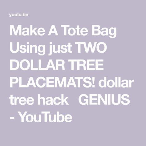 Make A Tote Bag Using just TWO DOLLAR TREE PLACEMATS! dollar tree hack 🌟GENIUS🌟 - YouTube Dollar Tree Placemats, Dollar Tree Hacks, Two Dollars, Paper Bow, Soup Recipes Slow Cooker, Diy Wine, Craft Bags, One Dollar, Dollar Tree Crafts