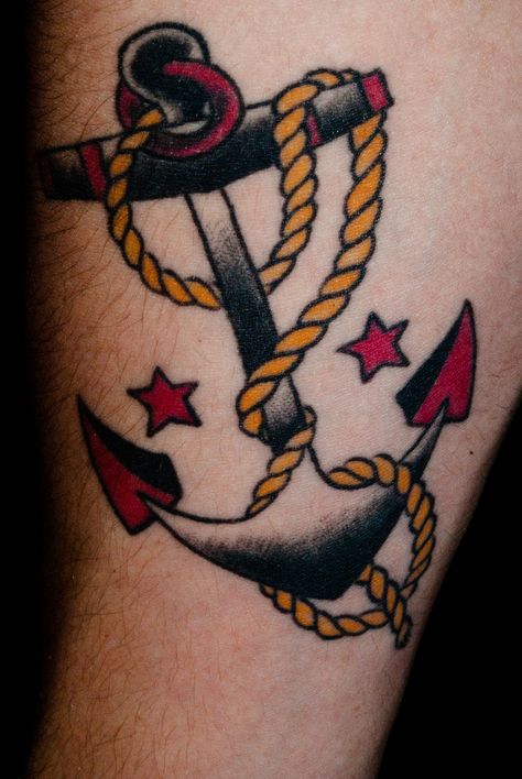 anchor tattoo Traditional Anchor Tattoo, Anker Tattoo Design, Sailor Tattoos, Anchor Tattoo Design, Sailor Jerry Tattoos, Tattoo Old School, Anchor Tattoos, Anchor Tattoo, Mermaid Tattoos