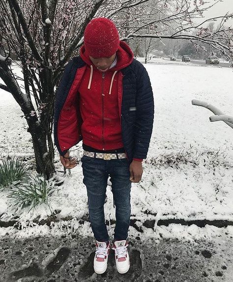 Concord Bred 11 Outfit, Drippy Winter Outfits Men, Bred 11 Outfit Men, Bred 11 Outfit, Mens Drippy Outfits Winter, Uk Winter Drip, Durags Men Fashion, Winter Swag Outfits, Urban Fleece Jacket With Double-lined Hood For Streetwear