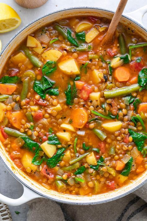 Lentil And Cabbage Soup, Best Lentil Soup Recipe, Simple Veganista, Inexpensive Dinner Recipes, Lentil Vegetable Soup, Curried Lentil Soup, Canned Soup, Vegan Lentil Soup, Vegan Lentil