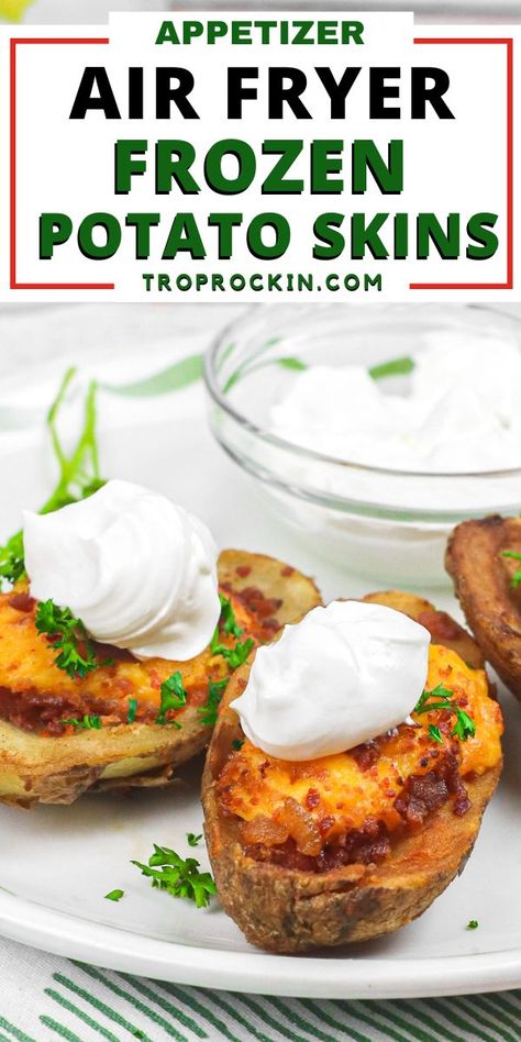 Frozen Potato Skins In Air Fryer, Air Fryer Frozen Potato Skins, Frozen Snacks, Loaded Potato Skins, Potatoe Skins Recipe, Party Tray, Frozen Potatoes, How To Make Potatoes, Food On The Table