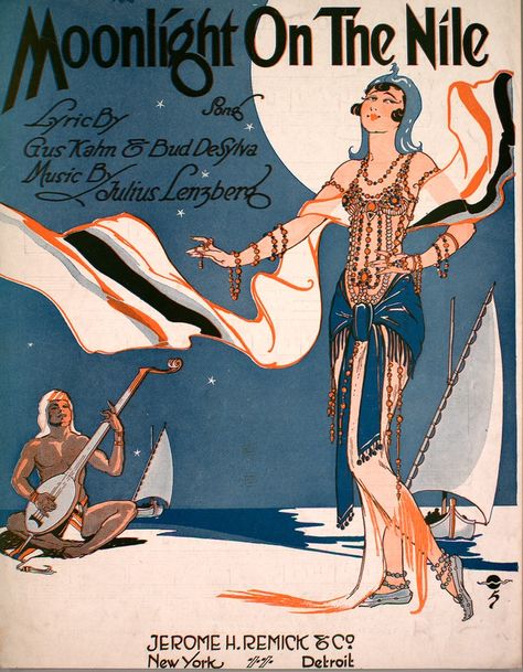 The Broke Costumer: May 2016 Egyptian Poster, Egypt Aesthetic, Music Cover Photos, Sheet Music Art, Old Sheet Music, Music Artwork, The Nile, Vintage Sheet Music, Vintage Sheets