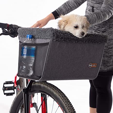 AmazonSmile : K&H PET PRODUCTS Travel Bike Basket for Pets Classy Gray Large 12 X 16 X 10 Inches : Pet Supplies Pet Bike Basket, Dog Bike Basket, Dog Bike, Bicycle Baskets, Biking With Dog, Travel Dog, Dog Basket, Cycling Bag, Bike Mount