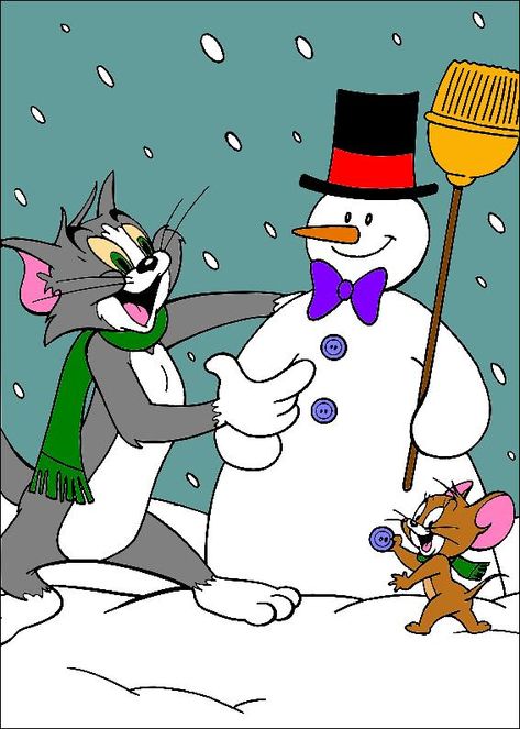 Cartoon Snowman | Tom And Jerry's Christmas Wallpaper by FavoriteArtMan Super Sonic Wallpaper, Cartoon Christmas Cards, Sonic Wallpaper, Tom And Jerry Pictures, Christmas Cartoon Characters, Happy Quotes Funny, Tom Et Jerry, Disney Toms, Best Cartoons Ever