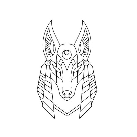 Simple Anubis Tattoo, Anubis Tattoo Stencil, Seth Tattoo, Dreamer Tattoo, Egyptian Cat Tattoos, Traditional Tattoo Outline, Guerriero Samurai, Egyptian Drawings, Anubis Tattoo