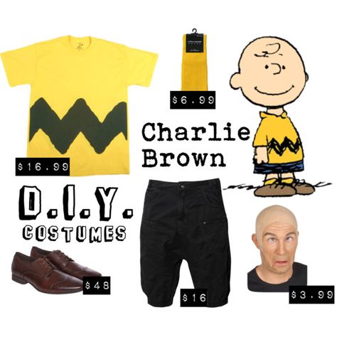 D.I.Y. Costumes - Charlie Brown by halloweencostumesdotcom on Polyvore featuring polyvore, fashion, style, Front, d.i.y., costume idea, do it yourself, charlie brown, t-shirt and costume Peanuts Gang Costumes, Peanut Costume, Charlie Brown Costume, Simple Halloween Costume, World Book Day Ideas, Dress Up Ideas, Fall Pumpkin Centerpieces, School Costume, Costume Guide