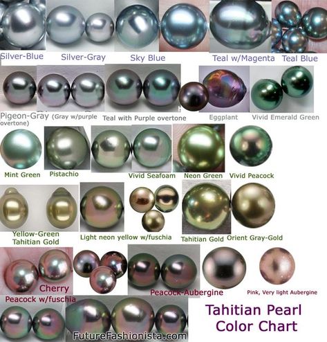 Tahitian cultured pearls are among the most sought after of all gems yet due to their relatively new introduction to the market, they remain an enigma to US retailers. Their coloring is often thought of solely as dark gray or... Types Of Pearls, Jewelry Education, Rocks And Gems, Tahitian Pearls, Precious Gems, Jewelry Wedding, Gems And Minerals, Pearl Color, Black Pearl